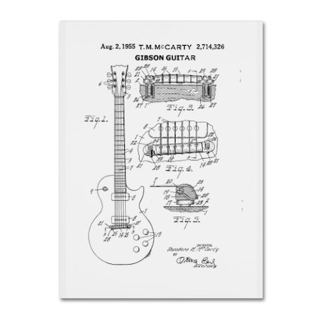 Claire Doherty '1955 Mccarty Gibson Guitar Patent White' Canvas Art,14x19